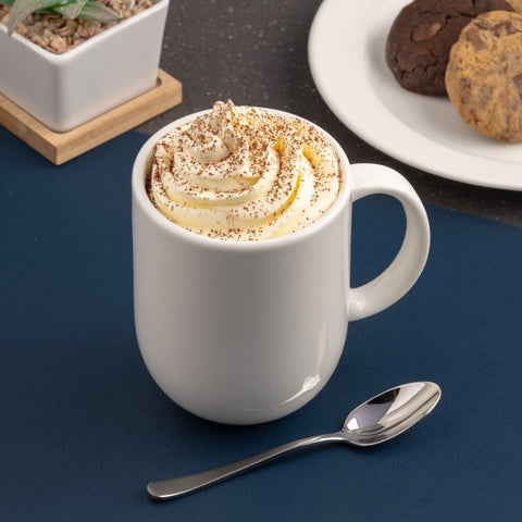 Ariane Vital Coupe 15 2/9 Oz Vital Coupe - Warm White Porcelain Coupe Curve Mug - 6/Case (AVCARN000054045) - iFoodservice Online