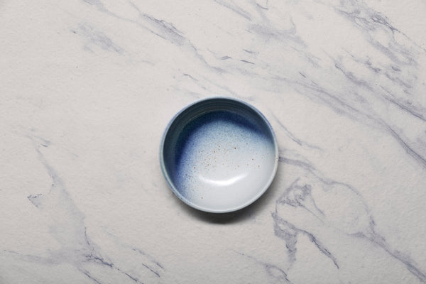 Ariane Vital Coupe 4 5/7" White & Blue Porcelain Coupe Bowl - 12/Case (AVCARND65022012) - iFoodservice Online