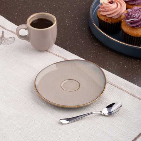 Ariane Vital Coupe 5 1/8" Splash Beige Porcelain Coupe Elevated Espresso Saucer - 12/Case (AVCARN257014013) - iFoodservice Online