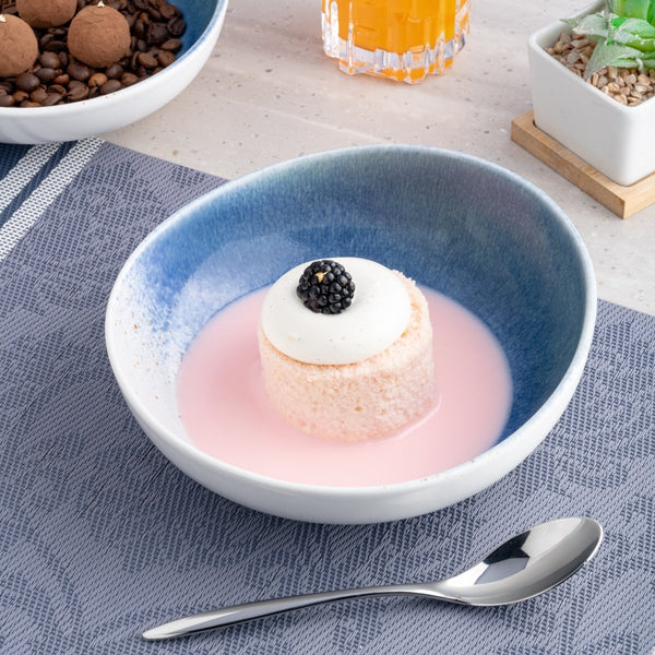 Ariane Vital Coupe 7" White & Blue Porcelain Bowl - 4/Case (AVCARND65022018) - iFoodservice Online
