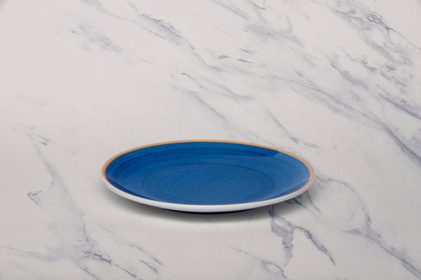 Ariane Vital Coupe 9 4/9" Twister Blue Porcelain Coupe Round Rimless Plate - 6/Case (AVCARN264011024) - iFoodservice Online