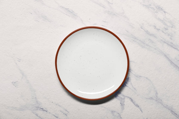 Ariane Vital Coupe White 8 1/4" Terra Arena Porcelain Coupe Round Rimless Plate - 12/Case (AVCARN205011021) - iFoodservice Online