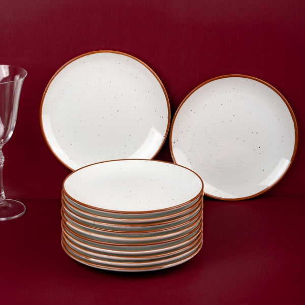 Ariane Vital Coupe White 8 1/4" Terra Arena Porcelain Coupe Round Rimless Plate - 12/Case (AVCARN205011021) - iFoodservice Online