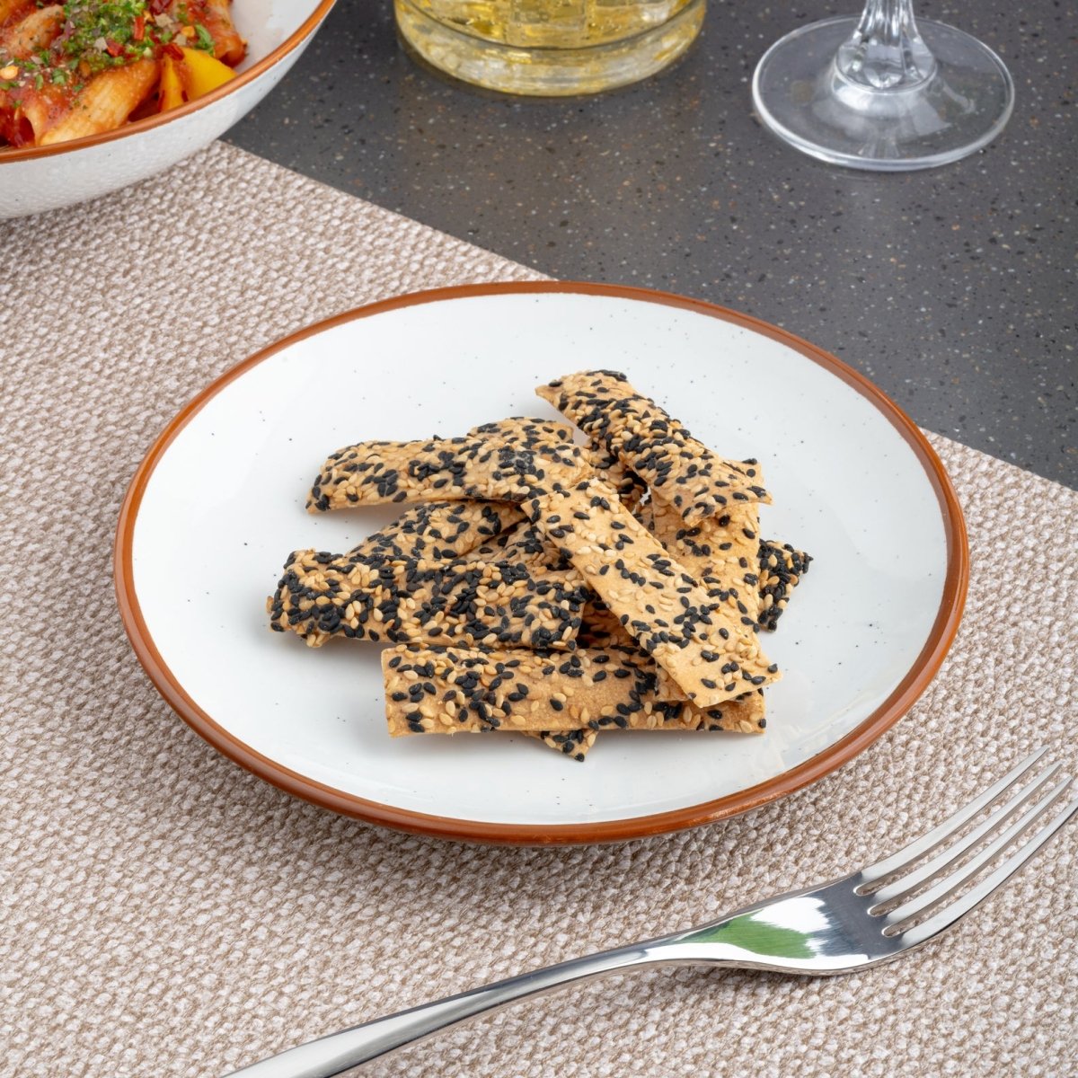 Ariane Vital Coupe White 8 1/4" Terra Arena Porcelain Coupe Round Rimless Plate - 12/Case (AVCARN205011021) - iFoodservice Online