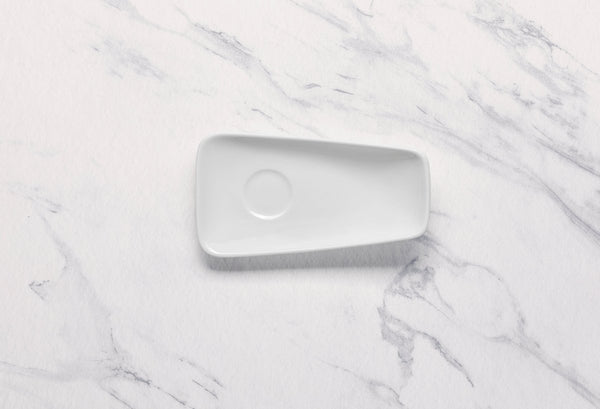 Ariane Vital Rectangle 6" x 3 1/7" Warm White Porcelain Saucer - 12/Case (AVRARN000014015) - iFoodservice Online