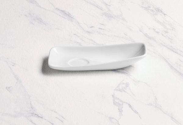 Ariane Vital Rectangle 6" x 3 1/7" Warm White Porcelain Saucer - 12/Case (AVRARN000014015) - iFoodservice Online