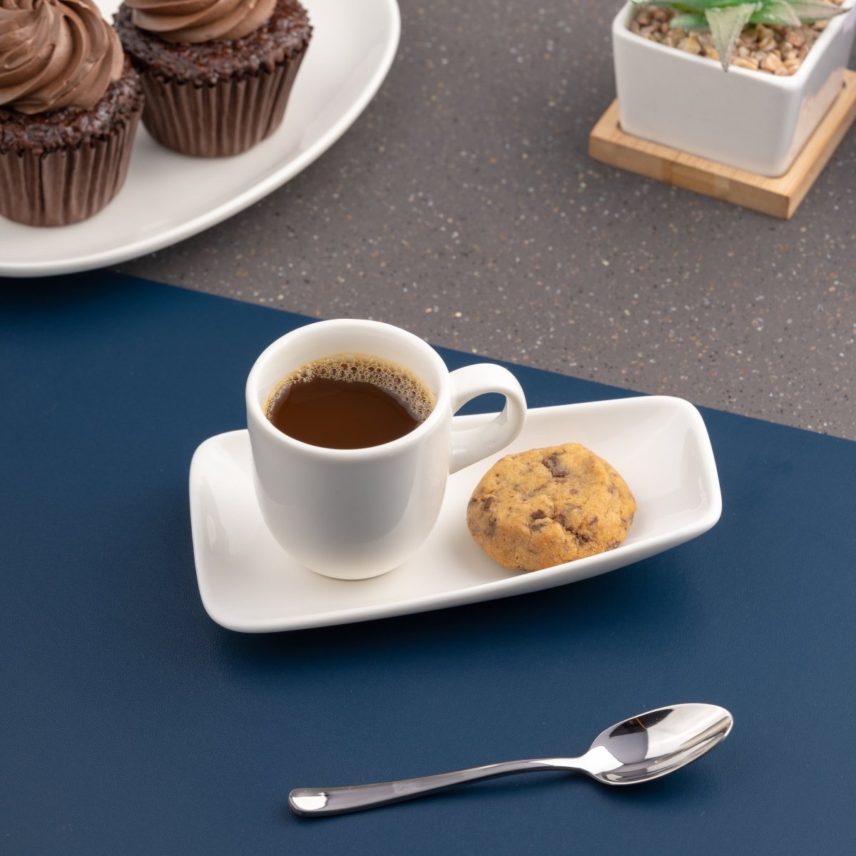 Ariane Vital Rectangle 6" x 3 1/7" Warm White Porcelain Saucer - 12/Case (AVRARN000014015) - iFoodservice Online