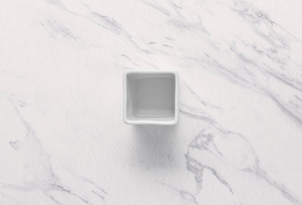 Ariane White 2 1/3" x 2 3/8” Miniature Porcelain Deep Square Container - 18/Case (AMNARN000101022) - iFoodservice Online
