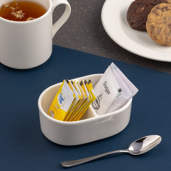 Ariane White 4 1/3" Prime - Warm Porcelain Sugar Pack Holder With Partition - 12/Case (APRARN000077003) - iFoodservice Online