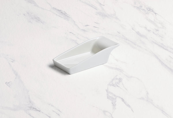 Ariane White 4 3/8" x 2" x 3 1/3” Miniature Porcelain Slope Rectangle Bowl - 18/Case (AMNARN000101020) - iFoodservice Online