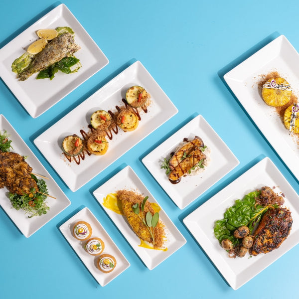 Ariane White 9 1/4" x 4 1/2" Panorama Porcelain Rectangle Plate - 6/Case (ARRARN000011023) - iFoodservice Online