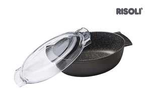 Risoli Oval Roster With Glass Lid Granito Hard Stone  (00109FGR/36H)