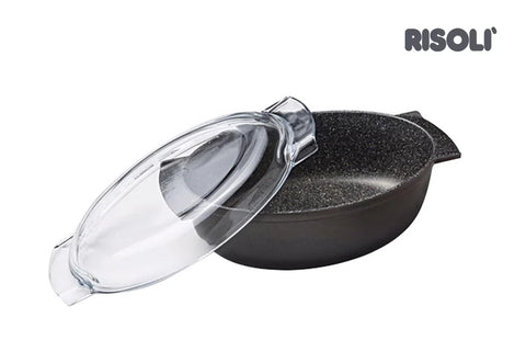 Risoli Oval Roster With Glass Lid Granito Hard Stone  (00109FGR/36H)