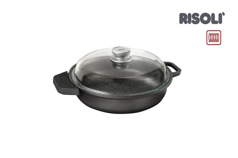 Risoli Granito Skillet With Glass Lid & Removable Silicon Handle covers (0199GRIN/28H)
