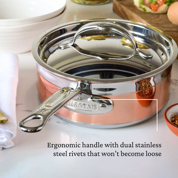 Hestan CopperBond® 1.5qt Induction Copper Saucepan with Lid (31593) - iFoodservice Online