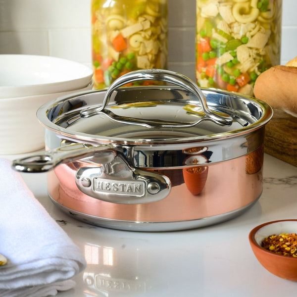 Hestan CopperBond® 2-Quart Induction Copper Saucepan with Lid (31594) - iFoodservice Online