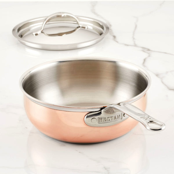 Hestan CopperBond® 2.0qt Induction Copper Saucier with Lid (31705) - iFoodservice Online