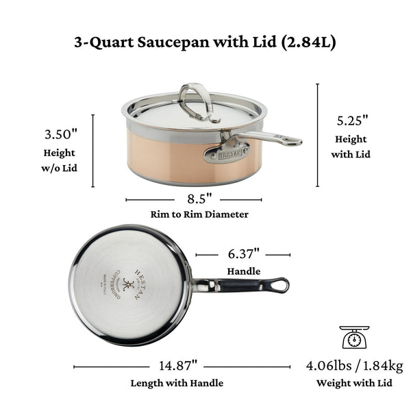 Hestan CopperBond® 3-Quart Induction Copper Saucepan with Lid (31595) - iFoodservice Online