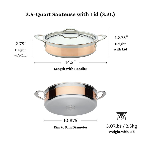 Hestan CopperBond® 3.5-Quart Induction Copper Sauteuse Braiser with Lid (31599) - iFoodservice Online