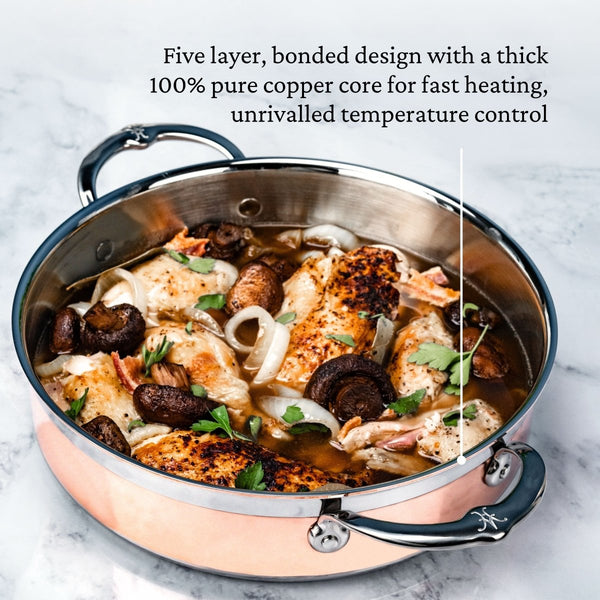 Hestan CopperBond® 3.5-Quart Induction Copper Sauteuse Braiser with Lid (31599) - iFoodservice Online