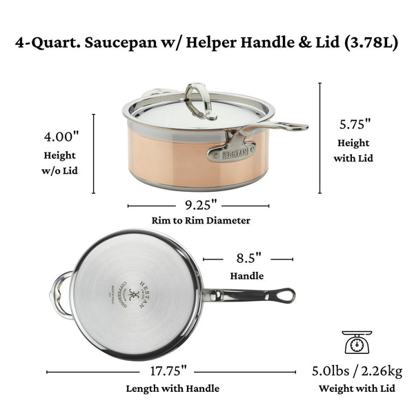 Hestan CopperBond® 4-Quart Induction Copper Saucepan with Lid (31596) - iFoodservice Online