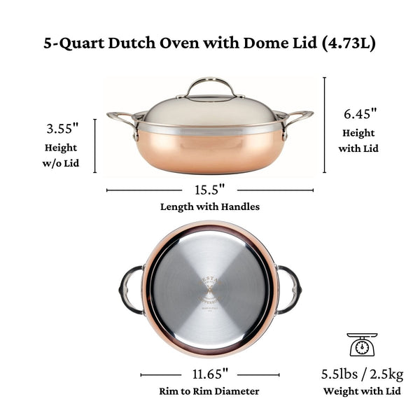Hestan CopperBond® 5-Quart Induction Copper Dutch Oven with Dome Lid (31711) - iFoodservice Online