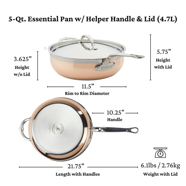 Hestan CopperBond® 5-Quart Induction Copper Essential Pan with Lid (31601) - iFoodservice Online
