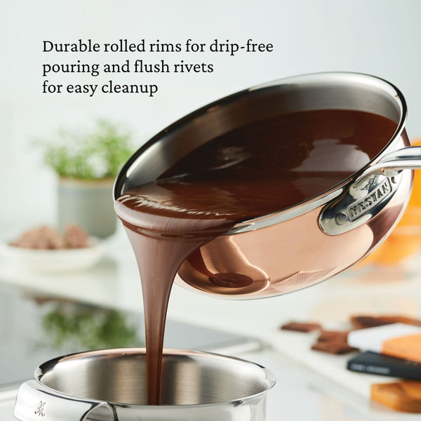 Hestan CopperBond® Aura™ 2.0qt Professional Copper Saucier with Lid (31836) - iFoodservice Online