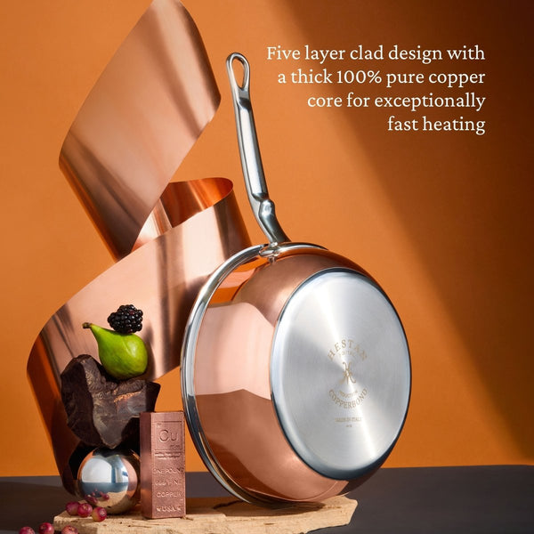 Hestan CopperBond® Aura™ 2.0qt Professional Copper Saucier with Lid (31836) - iFoodservice Online