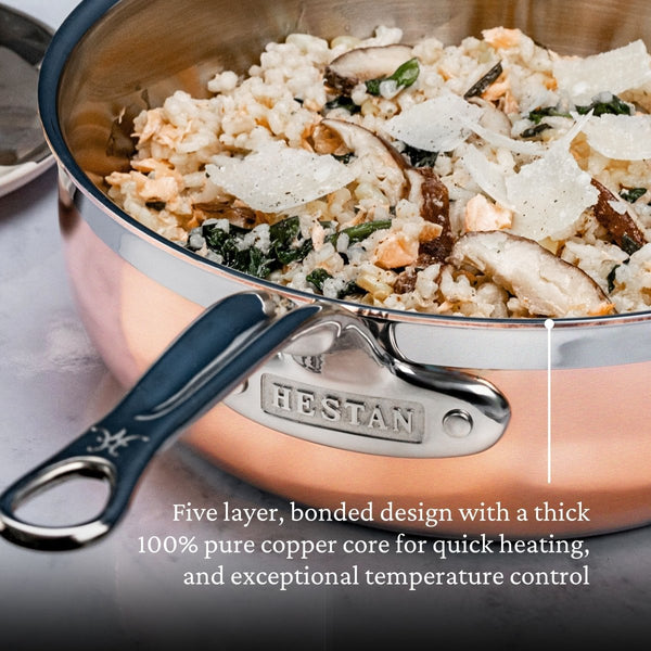Hestan CopperBond® Aura™ 3.5-Quart Professional Copper Essential Pan with Lid (31845) - iFoodservice Online
