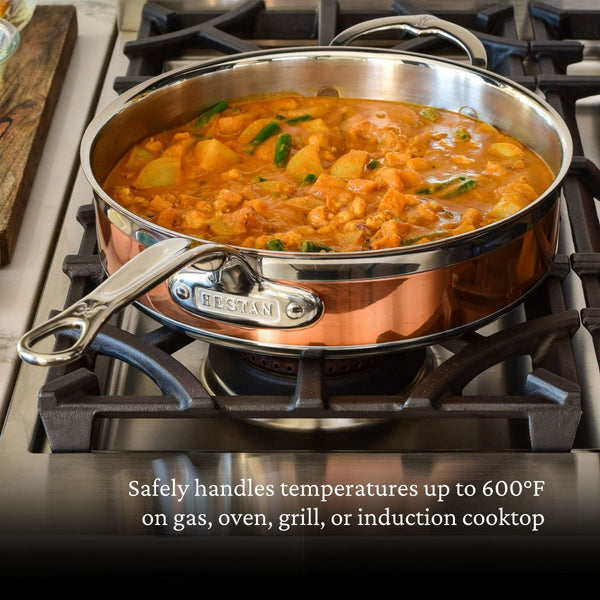 Hestan CopperBond® Aura™ 3.5-Quart Professional Copper Sauté Pan with Lid (31842) - iFoodservice Online