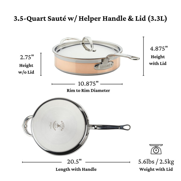 Hestan CopperBond® Aura™ 3.5-Quart Professional Copper Sauté Pan with Lid (31842) - iFoodservice Online