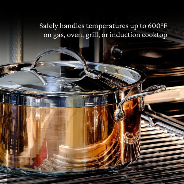 Hestan CopperBond® Aura™ 6.0qt Professional Copper Stockpot with Lid (31839) - iFoodservice Online