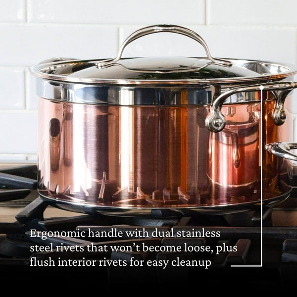 Hestan CopperBond® Aura™ 6.0qt Professional Copper Stockpot with Lid (31839) - iFoodservice Online