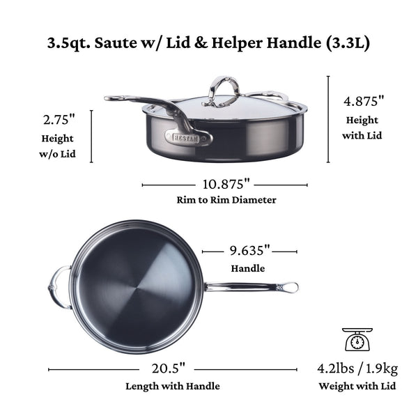 Hestan NanoBond® Molecular Titanium 3.5-Quart Sauté Pan with Lid (60037) - iFoodservice Online