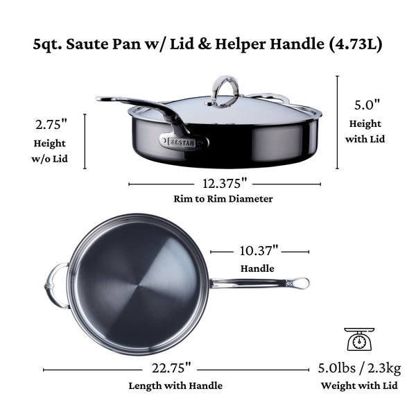 Hestan NanoBond® Molecular Titanium 5-Quart Sauté Pan with Lid (60028) - iFoodservice Online