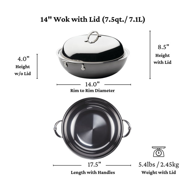 Hestan NanoBond® Molecular Titanium 7.5qt 14" Wok with Dome Lid (60033) - iFoodservice Online