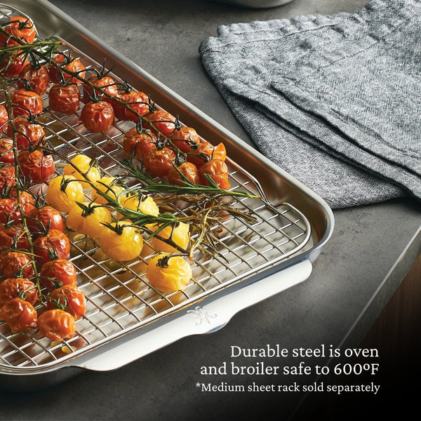 Hestan OvenBond® 12" x 15" Tri-ply Clad Stainless Steel Medium Sheet Pan (48670) - iFoodservice Online