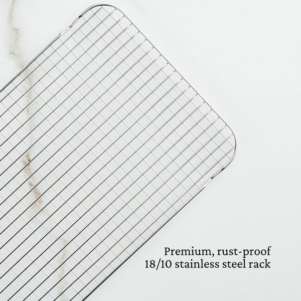 Hestan OvenBond® 12" x 15" Tri-ply Clad Stainless Steel Medium Sheet Pan with Rack (50296) - iFoodservice Online