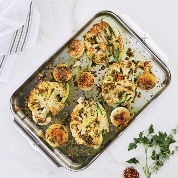 Hestan OvenBond® 13" x 18" Tri-Ply Clad Stainless Steel Half Sheet Pan (48650) - iFoodservice Online