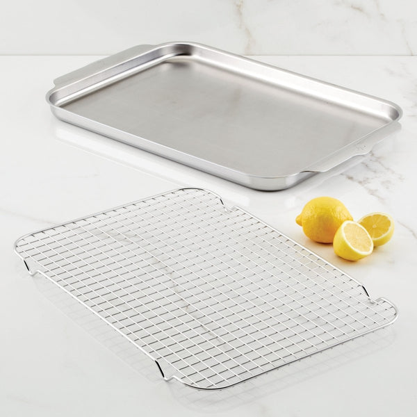 Hestan OvenBond® 4-Piece Tri-ply Clad Stainless Steel Half Sheet and Rack, Set of 2 (48824) - iFoodservice Online