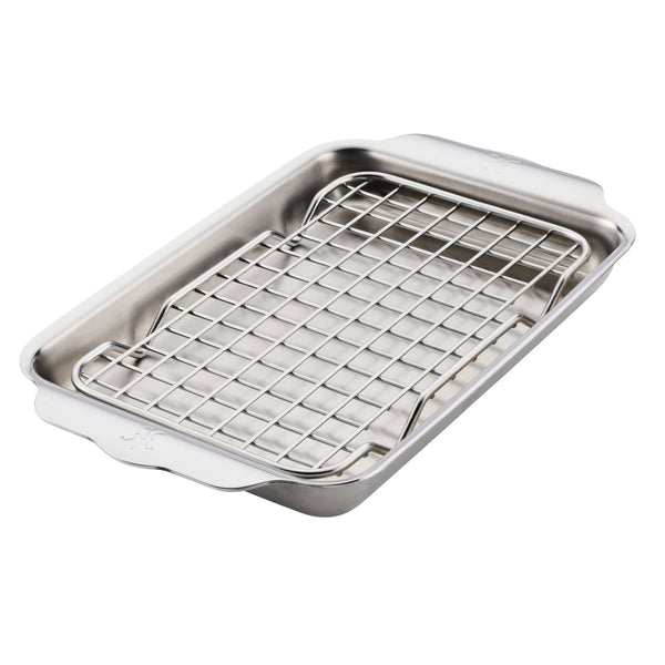 Hestan OvenBond® 6" x 9" Tri-ply Clad Stainless Steel Eighth Sheet Pan with Rack (54317) - iFoodservice Online