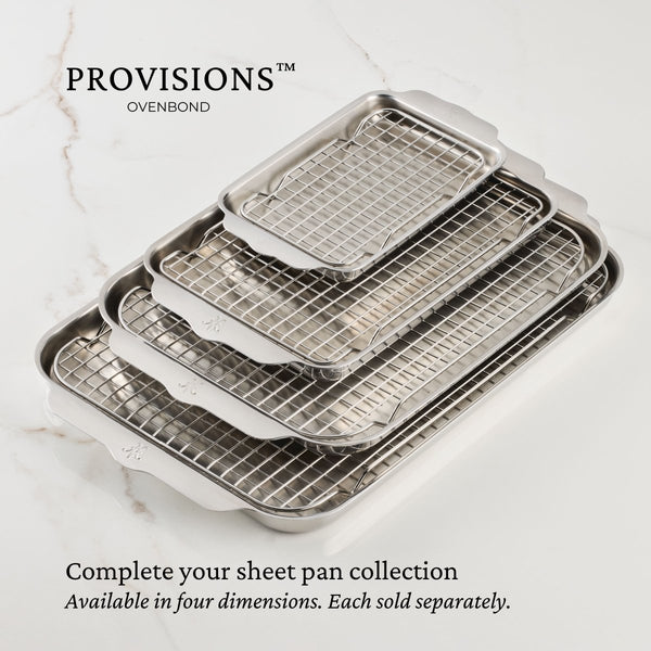 Hestan OvenBond® 6" x 9" Tri-ply Clad Stainless Steel Eighth Sheet Pan with Rack (54317) - iFoodservice Online