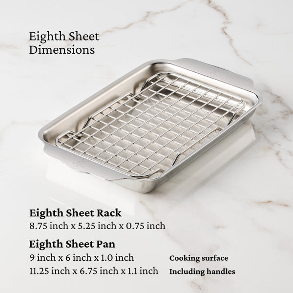 Hestan OvenBond® 6" x 9" Tri-ply Clad Stainless Steel Eighth Sheet Pan with Rack (54317) - iFoodservice Online