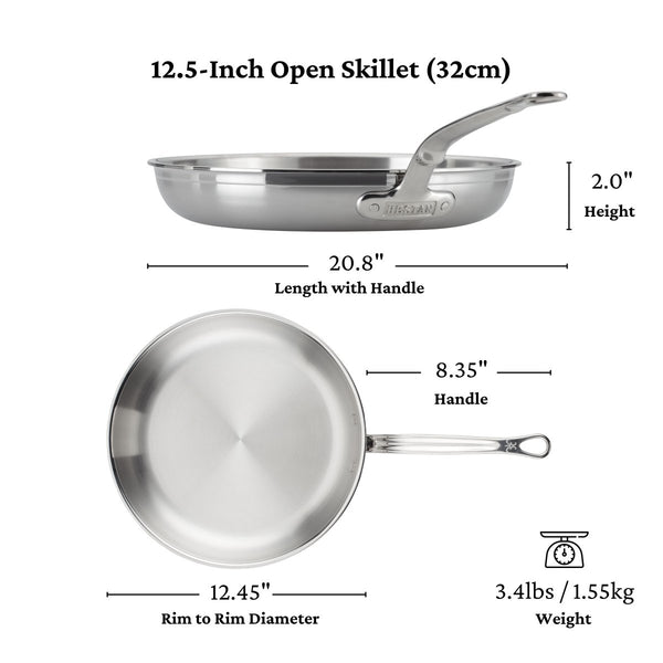 Hestan ProBond® Forged 12.5" Professional Clad Stainless Steel Skillet (31576) - iFoodservice Online