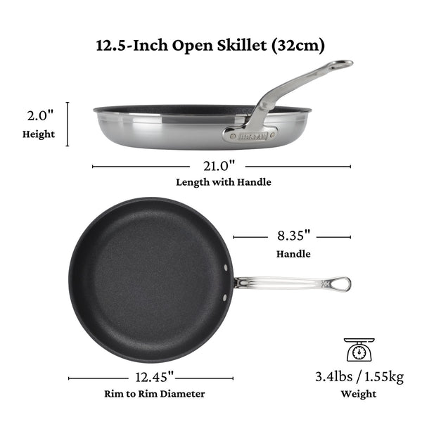 Hestan ProBond® Forged 12.5" Professional Clad Stainless Steel Skillet with TITUM Nonstick (31577) - iFoodservice Online