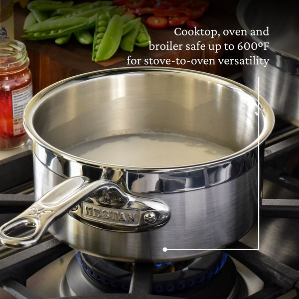 Hestan ProBond® Forged 1.5-Quart Professional Clad Stainless Steel Saucepan with Lid (31563) - iFoodservice Online