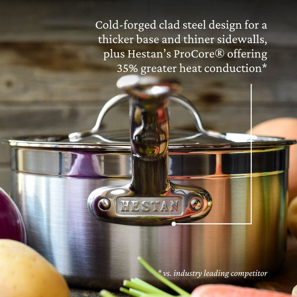 Hestan ProBond® Forged 3-Quart Professional Clad Stainless Steel Saucepan with Lid (31565) - iFoodservice Online