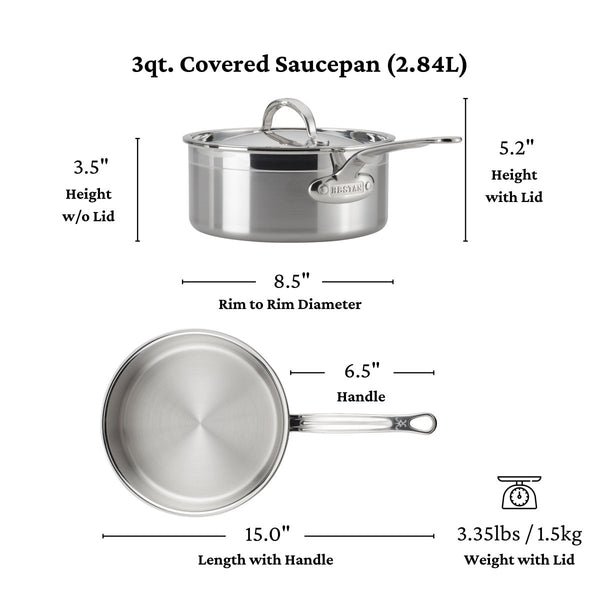 Hestan ProBond® Forged 3-Quart Professional Clad Stainless Steel Saucepan with Lid (31565) - iFoodservice Online