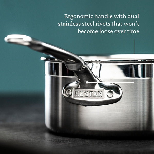 Hestan ProBond® Forged 3-Quart Professional Clad Stainless Steel Saucepan with Lid (31565) - iFoodservice Online
